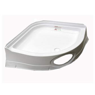Shower - Pan - 34" x 34" - Radius S/Pan - 8 7/8" Skirt - Water Dam - w/Access Cutout - White
