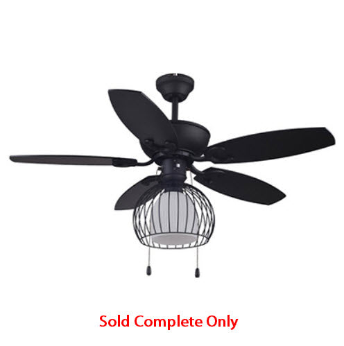 Fan - Ceiling - 42" - 5 Blade - w/Light Kit - Wall Control - Matte Black - w/Matte Black Blades