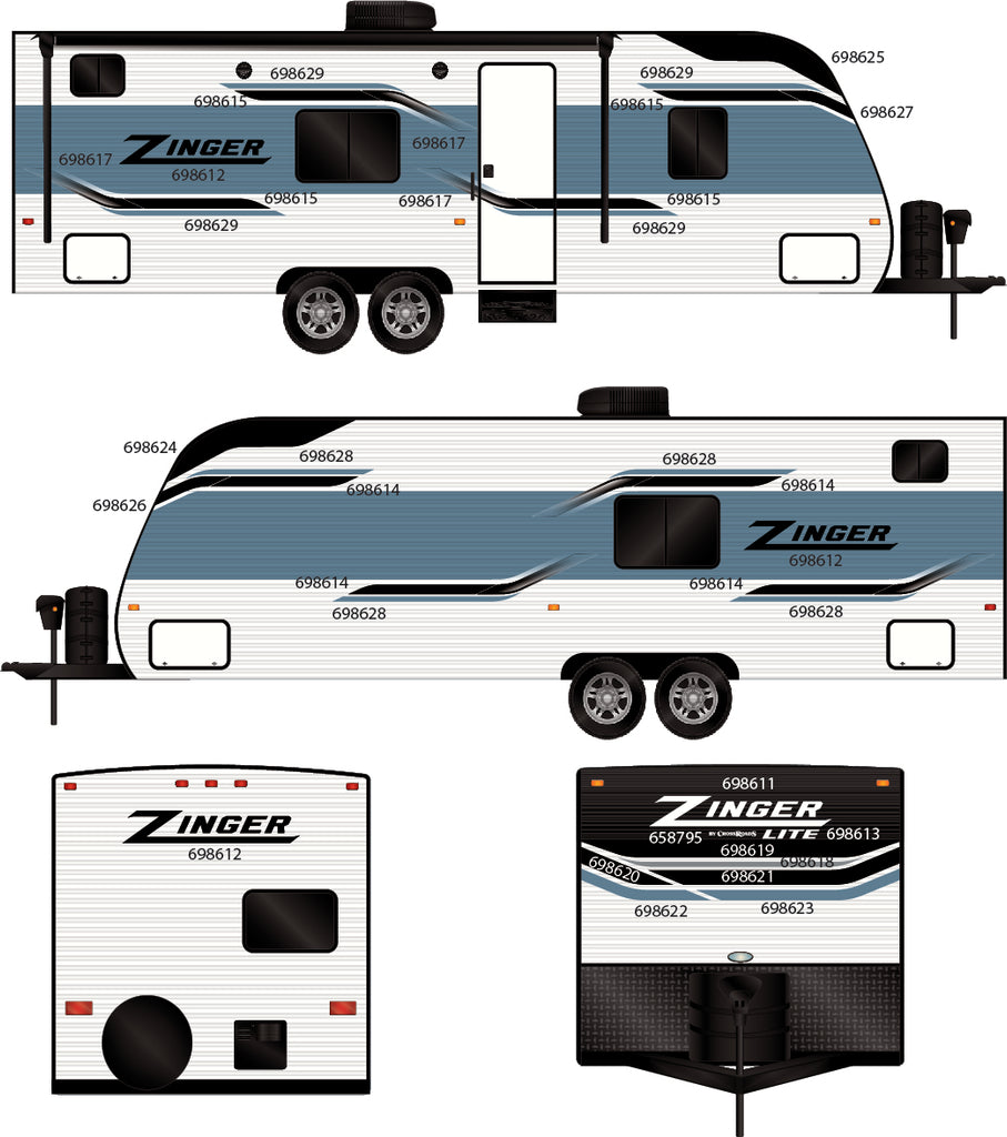 2024 CROSSROADS ZINGER LITE DOUBLE AXLE TT GRAPHICS SET