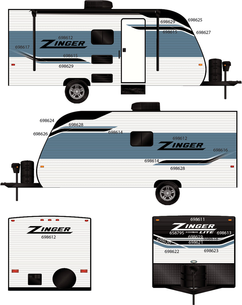 2024 CROSSROADS ZINGER LITE SINGLE AXLE TT GRAPHICS SET