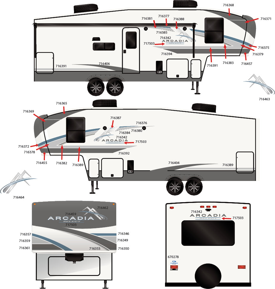 2024 KEYSTONE RV ARCADIA SELECT FW GRAPHICS SET