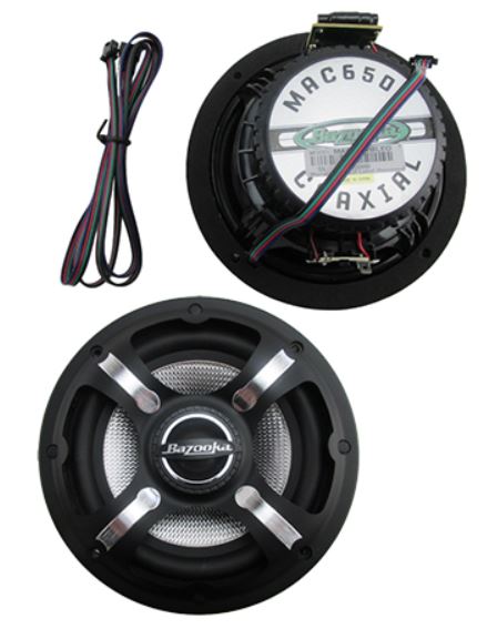 Radio - Speaker - 6.5" Coaxial - Black w/LED Backlight - Bazooka