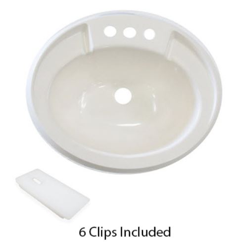 Sink - Lavatory - 17" x 20" - Poly Oval - Plastic - No Overflow - White - PLSTSO 1200SW