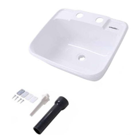 Sink - Lavatory - 14 3/4" x 12 1/4" - w/Stopper & Clips - Rectangular - White