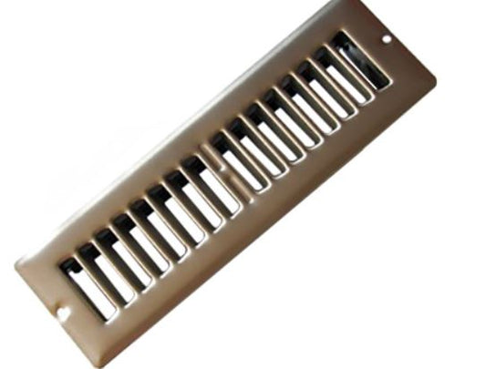 Grill - Register - Floor - 2 1/4" x 10" - w/Screw - No Damper - Brushed Nickel