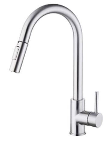 Faucet - Kitchen - 15 1/2" - Gooseneck - Pull Down - Single Lever Handle - Brushed Nickel