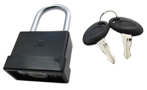 Lock - Padlock - Standard - SCI - w/Cylinder & 2 Keys - Black - 60/Ctn