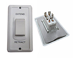 Switch - 12V - 1G - Plate w/Switch - Extend Retract - White - Rectangle