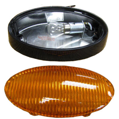 Light - Porch - Oval Euro Style - Amber - w/No Switch - Black