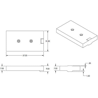 Tank - Water - 31" x 57" x 7" - Roto Molded - Poly - Natural