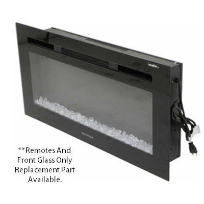 Fireplace - 48" - Electric - Flush Mount - w/Remote Control - w/Crystal Ember Bed - Black - RV48D80F-C1 - Replaces DCA# 41763