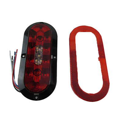 Light - Tail - 6" - Stop/Turn/Tail - Oval - Back Up LED - w/Reflective Ring