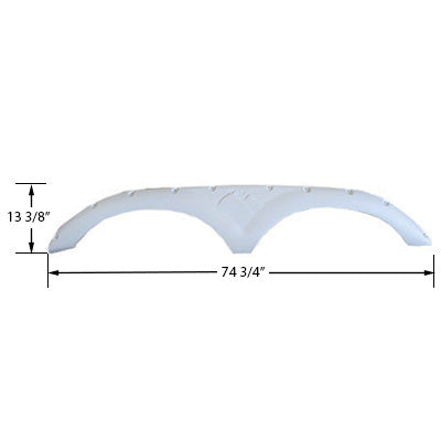 2009-2014 Mountaineer RV Fender Skirt  Crepe White - w/Mountain - Predrilled