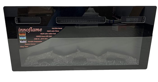 Innoflame Fireplace Electric 36" Flat Front Log Bed w/Remote Control (Black) - RV36D80F-MT1