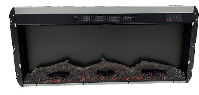 Innoflame Fireplace Electric 36" Flat Front Log Bed w/Remote Control (Black) - RV36D80F-MT1