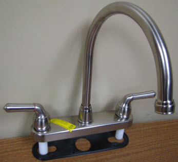 Faucet - Kitchen - 8" - Teapot Handles - Gooseneck - Brushed Nickel - DIRECT