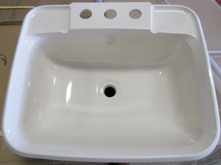 Sink - Lavatory - 14 3/4" x 12 1/4" - w/Stopper & Clips - Rectangular - Parchment