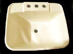 Sink - Lavatory - 14-3/4" x 12-1/4" - Rectangular - Parchment - w/stop