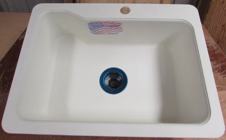 Sink - Kitchen - Top/Under Mount - w/Hardware - 18" x 24" x 6" - Single Bowl - Bone