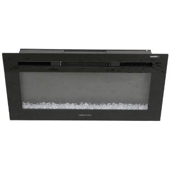 Fireplace - 31" - Electric - Wall Mount - 4 Color Crystal Log & LED Bars - Greystone - Black Glass Face
