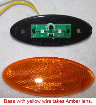 Light - Clearance - Elliptical - Amber - LED - w/Reflex Ring - Black Base