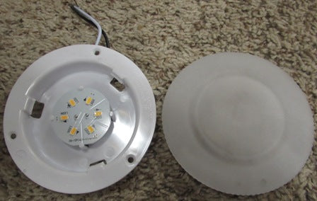 Light - Ceiling - Round - 4.4" - 12V - 6 LED - w/Large Glantastic Kit - White Glass Lens - 160/Ctn