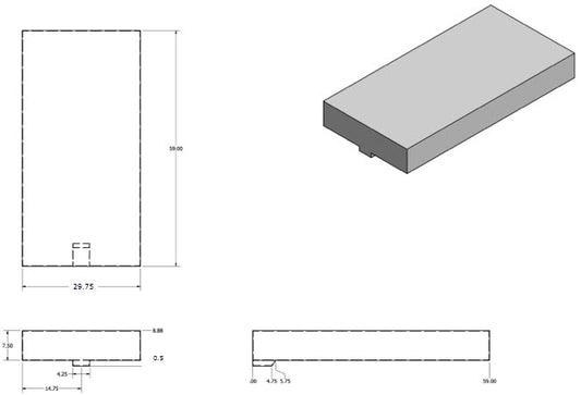 Tank - Fresh Water - 29.75" x 59" x 7.5" - w/ 1/2" Drain - White