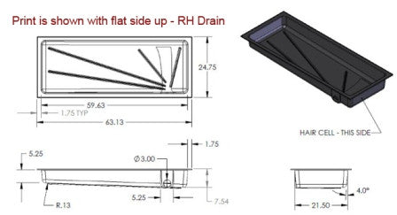 Tank - Holding - 24" x 63" x 7" - Right Side Drain