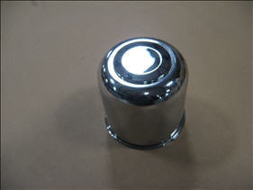 Axle - Cap - Stainless Steel - 4.90 -8 Lug - Open w/ABS Chrome Insert