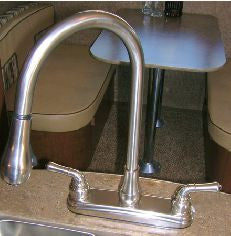 Faucet - Kitchen - 8" - No Metallic - Gooseneck Spout - w/Pull Down Sprayer - Teapot Handle - Nickel