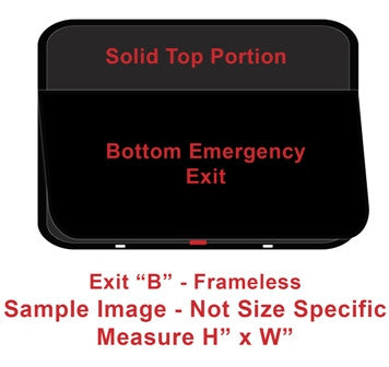 Window - 30" X 28.7" X 17" - Exit "B" - Grey 20 - Temp - Black - w/Screen - Frameless - 6443-EPW