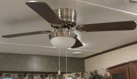 Fan - Ceiling - 42" - Hugger - 4 Blade - Carb 2 - Black/Villa - w/Frosted Light Kit - Brushed Chrome