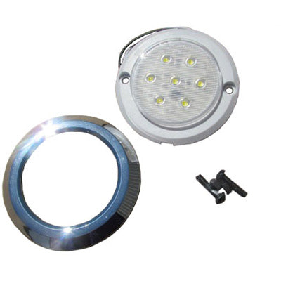 Light - Exterior - Front Cap - LED - White - Clear Lens - Surface Mount - Chrome Ring