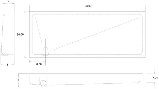Tank - Holding - 24" x 63" x 8" - Left Side Drain - CS Only