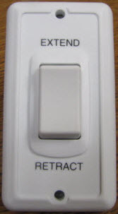 Switch - 12V - 1G - Plate w/Switch - Extend Retract - White - Rectangle