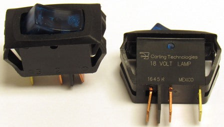 Switch - 12V - Appliance Style - On/Off - Backlit Blue - Black