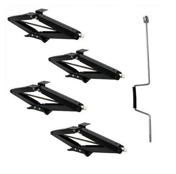 Dave Carter ToughGrade 2500lb 24 RV Scissor Jack for Camper Trailer 4 Pack w/Handle