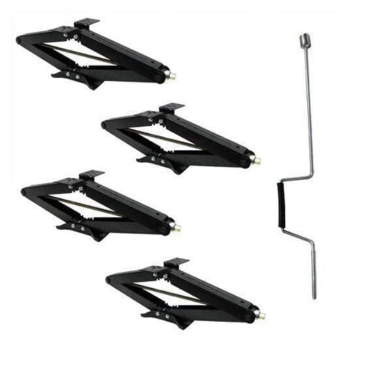 Dave Carter ToughGrade 2500lb 24 RV Scissor Jack for Camper Trailer 4 Pack w/Handle